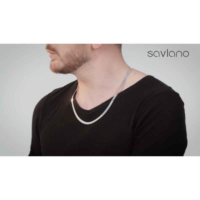 Savlano 925 스털링 실버 5.5mm 헤링본 플랫 스네이크 매직 체인 목걸이(여성 및 남성용 선물 상자 포함) - 이탈리아산