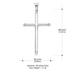 Ioka 14K 화이트 골드 클래식 크로스 종교 참 펜던트 1.2mm 박스 체인 목걸이 포함