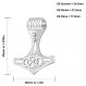 미국 보석 남성용 925 스털링 실버 43mm 대형 토르의 망치 펜던트 바이킹 목걸이, 18인치~24인치