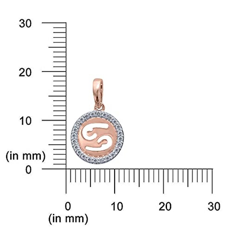 예쁜 보석 10k 골드 또는 925 스털링 실버 1/8cttw 라운드 천연 화이트 다이아몬드 점성술 별자리 조디악 로그인 펜던트 목걸이 쥬얼리 여성용, 소녀, 남성용 (H-I 색상, I1-I2 선명도, 0.13 cttw)