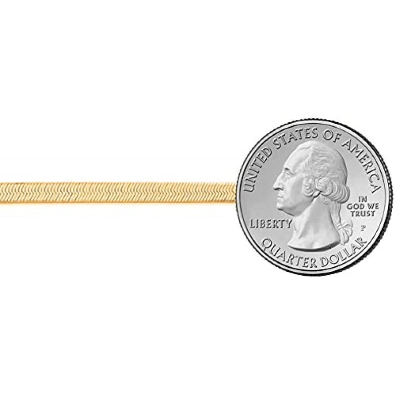 Savlano 18K 골드 도금 925 스털링 실버 4.5mm 솔리드 이탈리안 헤링본 매직 다이아몬드 컷 링크 체인 목걸이(여성 및 남성용 선물 상자 포함) - 이탈리아산