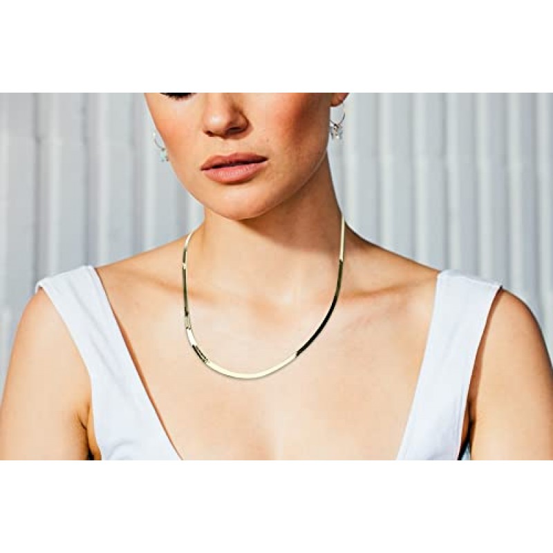 Savlano 18K 골드 도금 925 스털링 실버 4.5mm 솔리드 이탈리안 헤링본 매직 다이아몬드 컷 링크 체인 목걸이(여성 및 남성용 선물 상자 포함) - 이탈리아산