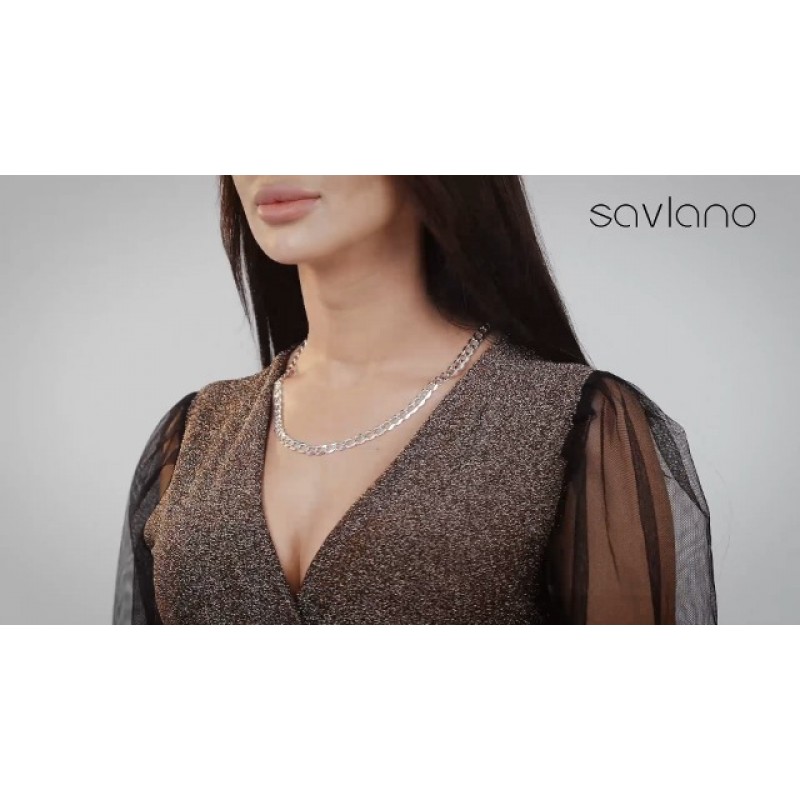 Savlano 925 스털링 실버 7.5mm 이탈리아 솔리드 커브 쿠바 링크 체인 목걸이 남성용 및 여성용 - 이탈리아산 선물 상자와 함께 제공