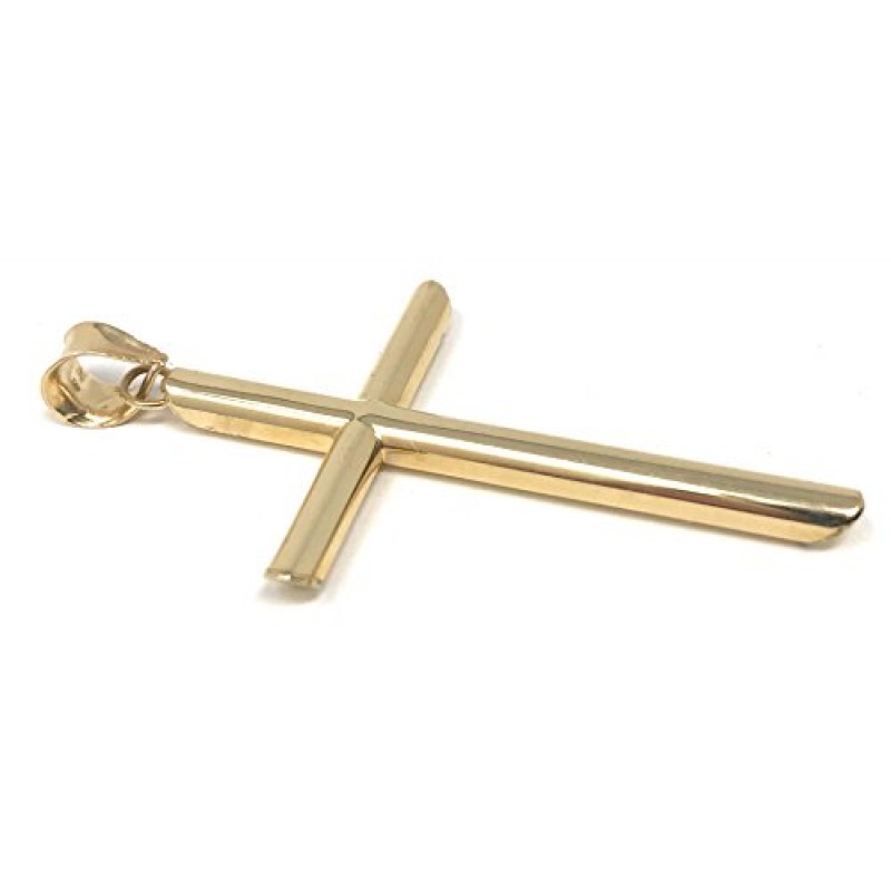 Ioka 14K 옐로우 골드 클래식 크로스 펜던트, 1.9mm 피가로 3+1 체인 목걸이
