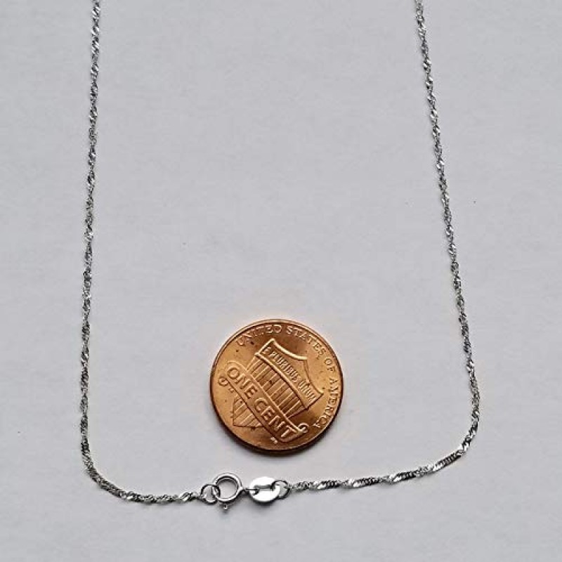 JewelStop 10k 순금 노란색 또는 흰색 1.0mm 싱가포르 체인 목걸이 16