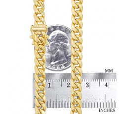 Nuragold 10k 옐로우 골드 6.5mm 마이애미 쿠바 링크 체인 펜던트 목걸이, 남성용 여성용 보석함 걸쇠 16