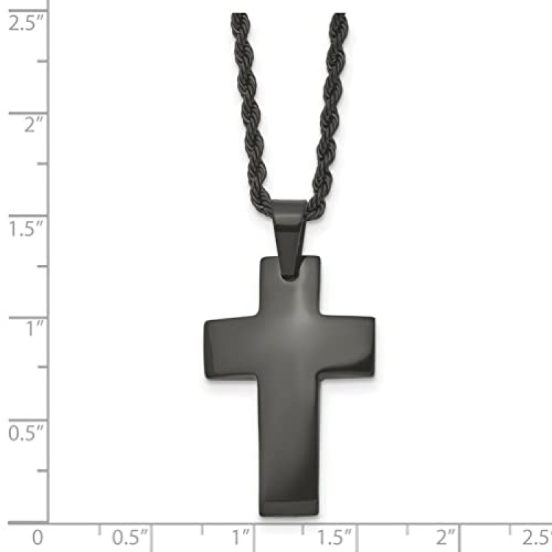 Lex & Lu Chisel 스테인레스 스틸 블랙 도금 크로스 목걸이 20' LAL39652