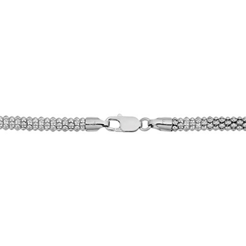 Kooljewelry 스털링 실버 남녀공용 6mm 팝콘 체인 목걸이(18인치)