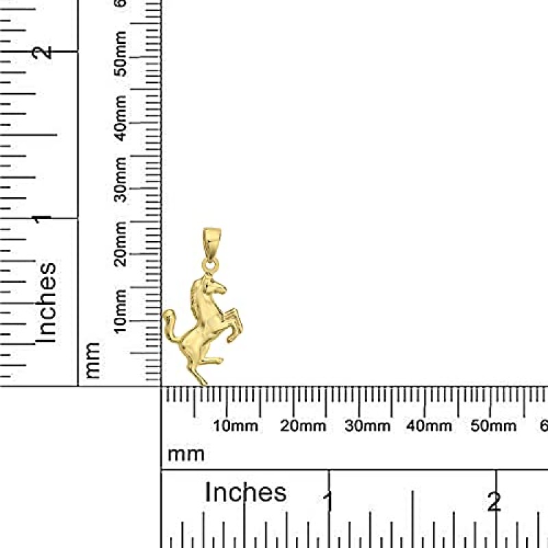 PORI JEWELERS 14K 옐로우 골드 폴리싱 처리된 귀여운 말 펜던트 - 여성, 남성, 소년, 소녀 및 어린이 모두용