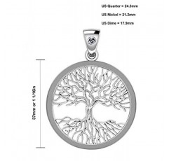 미국 보석 및 보석 남성용 925 스털링 실버 광택 미키 뮬러 위칸 생명의 나무 펜던트 목걸이, 18인치 ~ 24인치