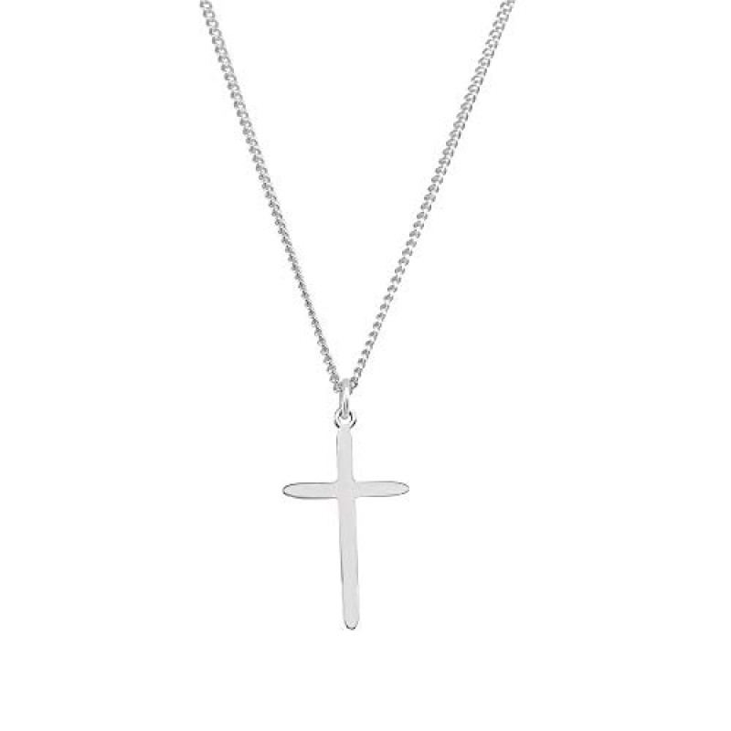 솔리드 925 스털링 실버 25x15mm 십자가 참 펜던트 체인 목걸이 18