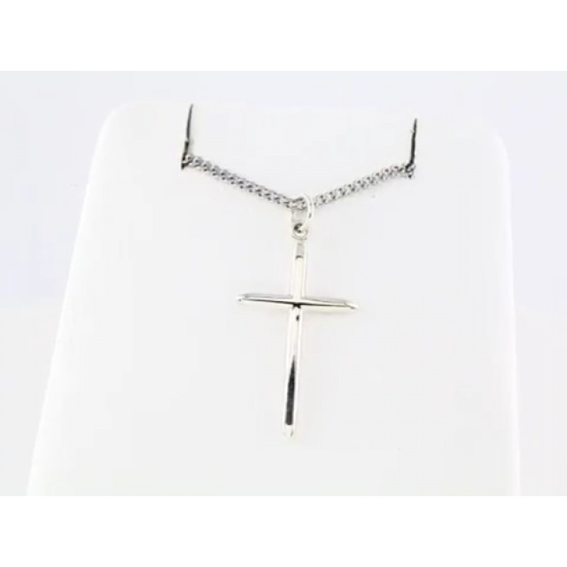 솔리드 925 스털링 실버 25x15mm 십자가 참 펜던트 체인 목걸이 18
