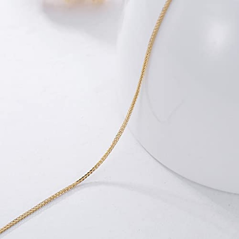 여성용 FENCCI 14K 리얼 골드 체인, 0.8mm-1.0mm 얇은 체인 목걸이 심플 미니멀리스트 내구성 강한 체인 목걸이(폭스 테일/비드/박스/쿠반/롤로/스네이크 체인)