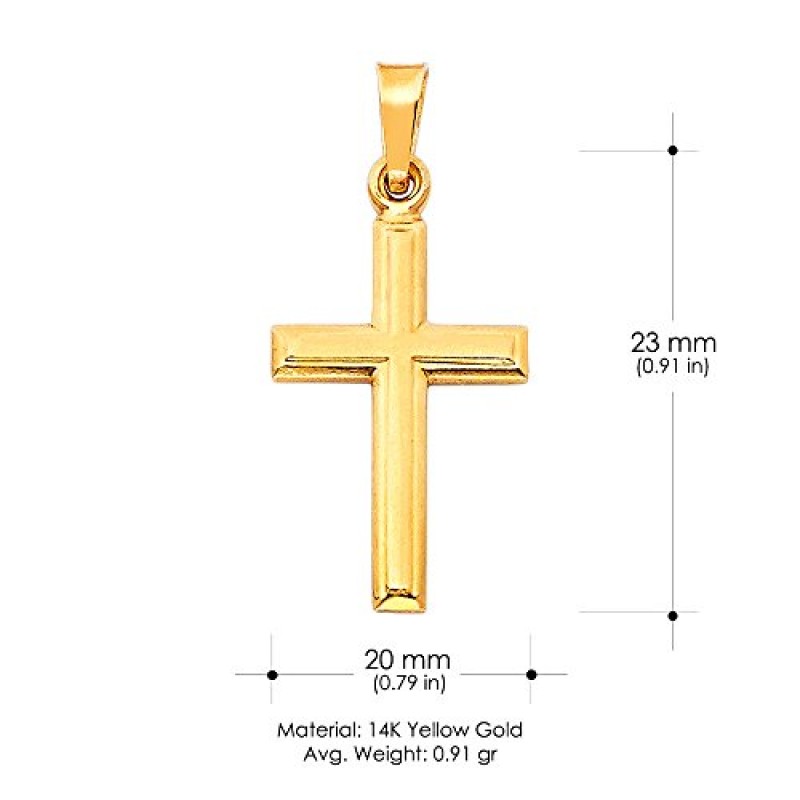 Ioka 14K 옐로우 골드 크로스 펜던트, 1.2mm 싱가포르 체인 체인 목걸이