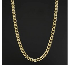 Kooljewelry 솔리드 14k 옐로우 골드 충전 6mm 마리너 링크 체인 목걸이(남성 및 여성용)(18, 20, 22, 24 또는 30인치)