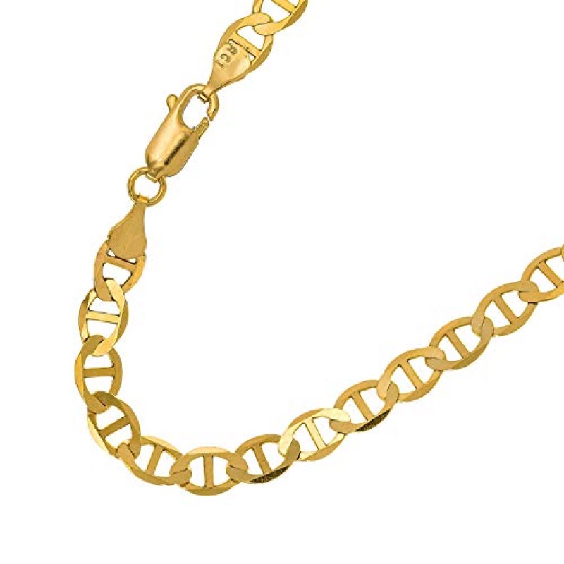JewelStop 14k 솔리드 옐로우 골드 4.5mm 마리너 체인 목걸이 - 16
