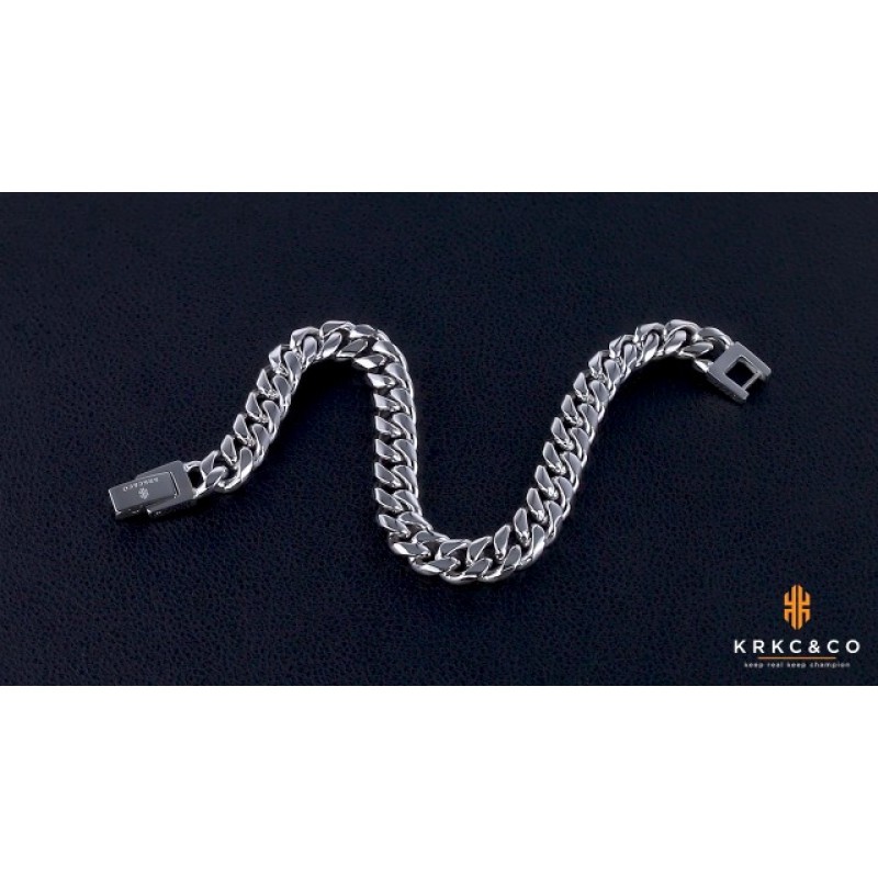 KRKC&CO 남성용 힙합 쥬얼리 세트, 8mm/10mm/12mm 18k 쿠바 링크 커브 체인 및 팔찌, 솔리드 변색 없음 목걸이, 남성용 내구성이 뛰어난 스트리트웨어 힙합 체인