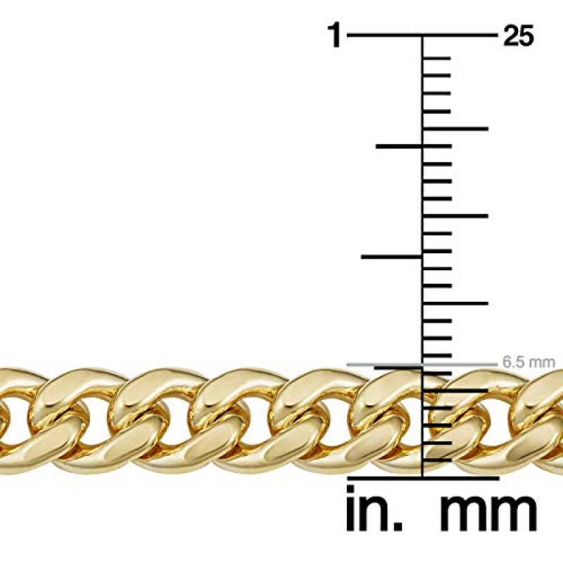 14k 골드 충전 6.5 MM 마이애미 쿠바 커브 링크 체인 목걸이(20, 24 또는 26인치) | 남성용 청키 링크 주얼리