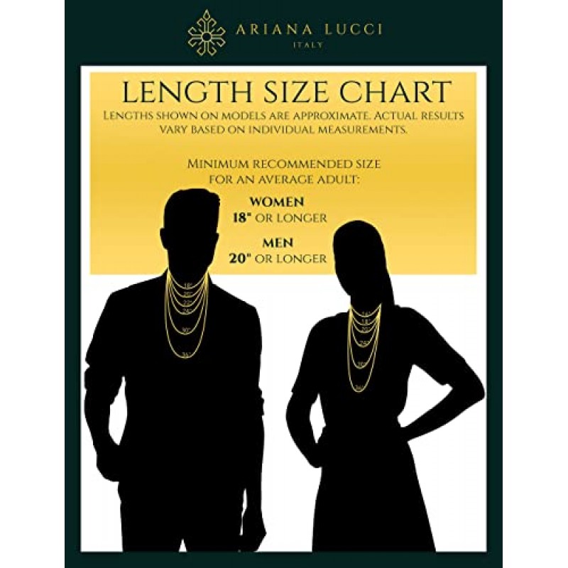 Ariana Lucci 14K 화이트 골드 충전 2mm 여성용 및 남성용 견고한 박스 체인 목걸이, 이탈리아산, 변색 없음, 심플한 클래식 디자인, 길이 16