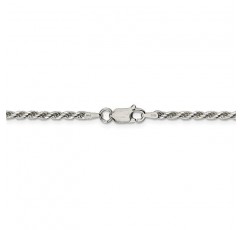 솔리드 925 스털링 실버 2.25mm 다이아몬드 컷 로프 체인 목걸이 - 안전한 랍스터 잠금 걸쇠 포함