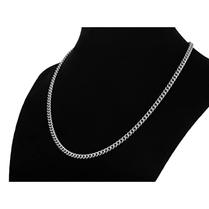 Ariana Lucci 14K 화이트 골드 충전 이탈리아 커브 체인 목걸이(남성 및 여성용), 남녀공용 폭 3.75mm, 변색되지 않는 쿠바 링크 체인, 정품 1/20 14K 골드 충전 이탈리아산, 길이 16