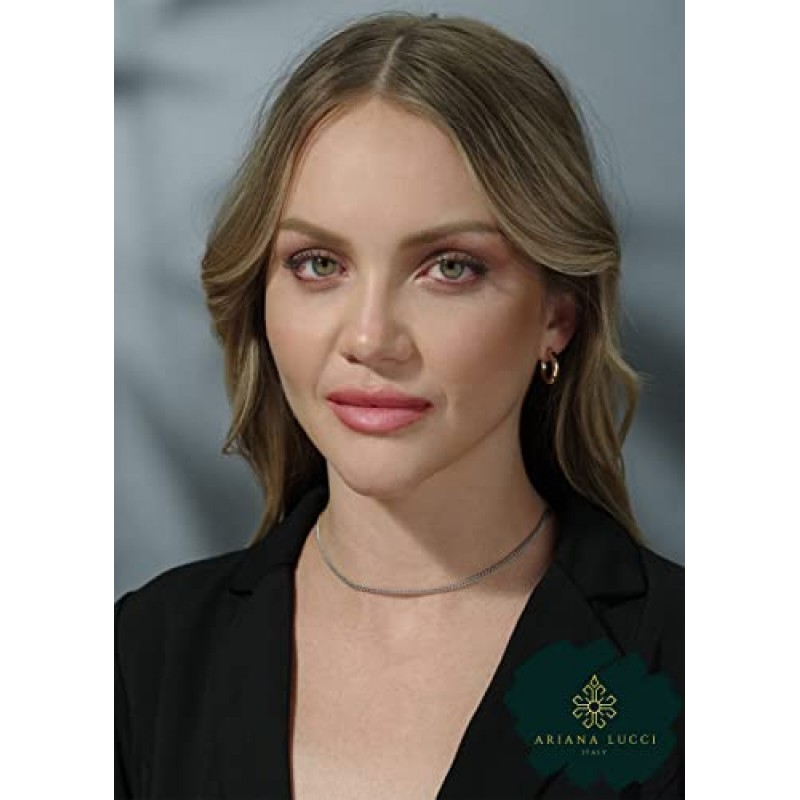 Ariana Lucci 14K 화이트 골드 충전 이탈리아 커브 체인 목걸이(남성 및 여성용), 남녀공용 폭 3.75mm, 변색되지 않는 쿠바 링크 체인, 정품 1/20 14K 골드 충전 이탈리아산, 길이 16