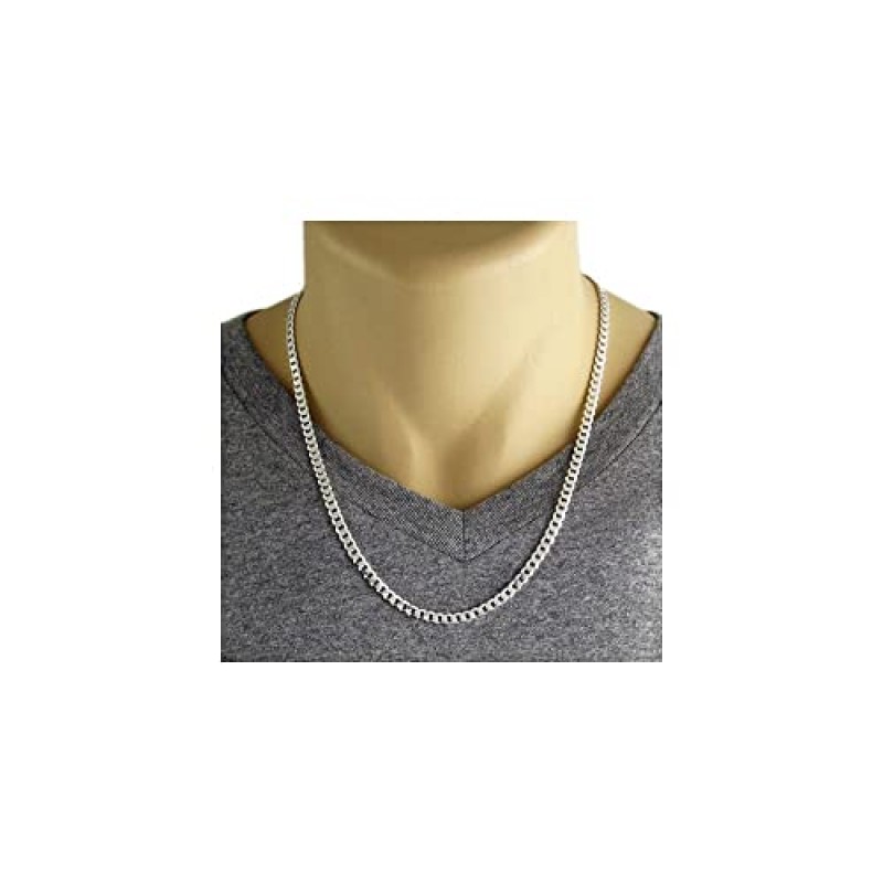 베로나 보석상 남성용 5.5MM 이탈리아 925 스털링 실버 솔리드 쿠바 링크 체인 - 커브 링크 목걸이 팔찌 8