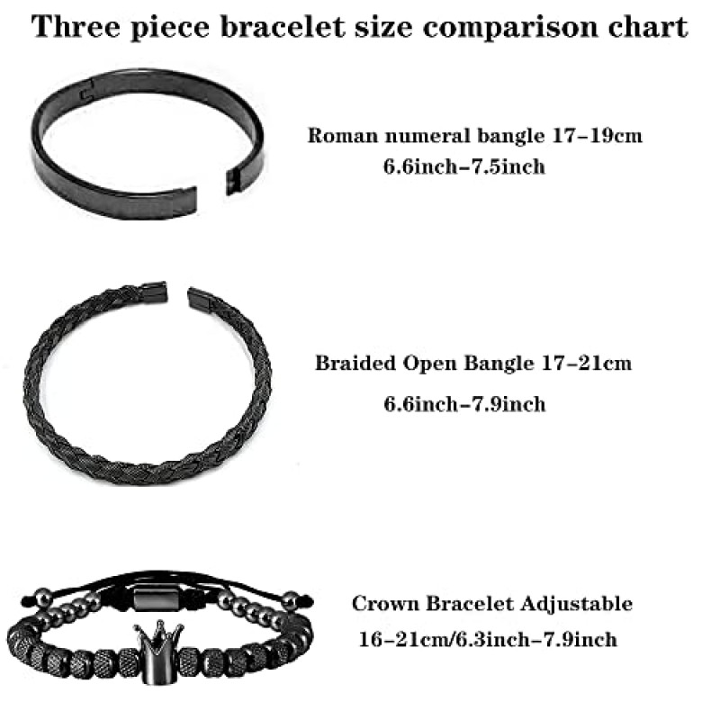 AIDUOMIRZER 럭셔리 로마 로얄 크라운 참 남자 팔찌 스테인레스 스틸 기하학 Pulseiras 남자 오픈 조절 팔찌 커플 쥬얼리 선물