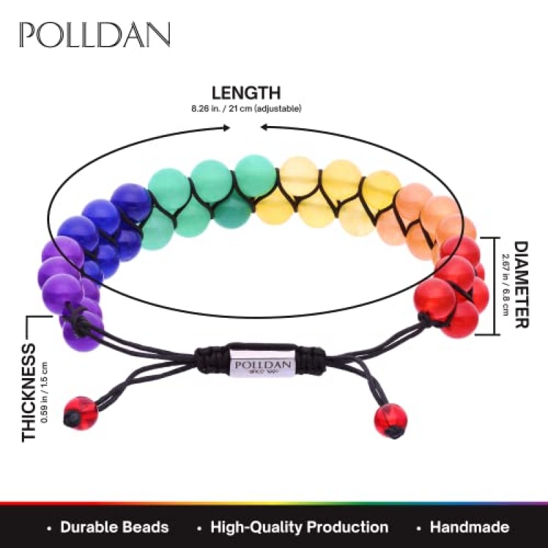 여성 및 남성을 위한 POLLDAN 7 차크라 팔찌 | 보석 팔찌 | 차크라 에너지 팔찌 | 차크라 선물 | 여성을 위한 크리스탈 팔찌 | 무지개 팔찌 | 히피 팔찌 | 남성용 파란색 팔찌