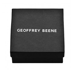 Geoffrey Beene 남성용 브레이드 정품 가죽 팔찌, 스테인리스 스틸 마감