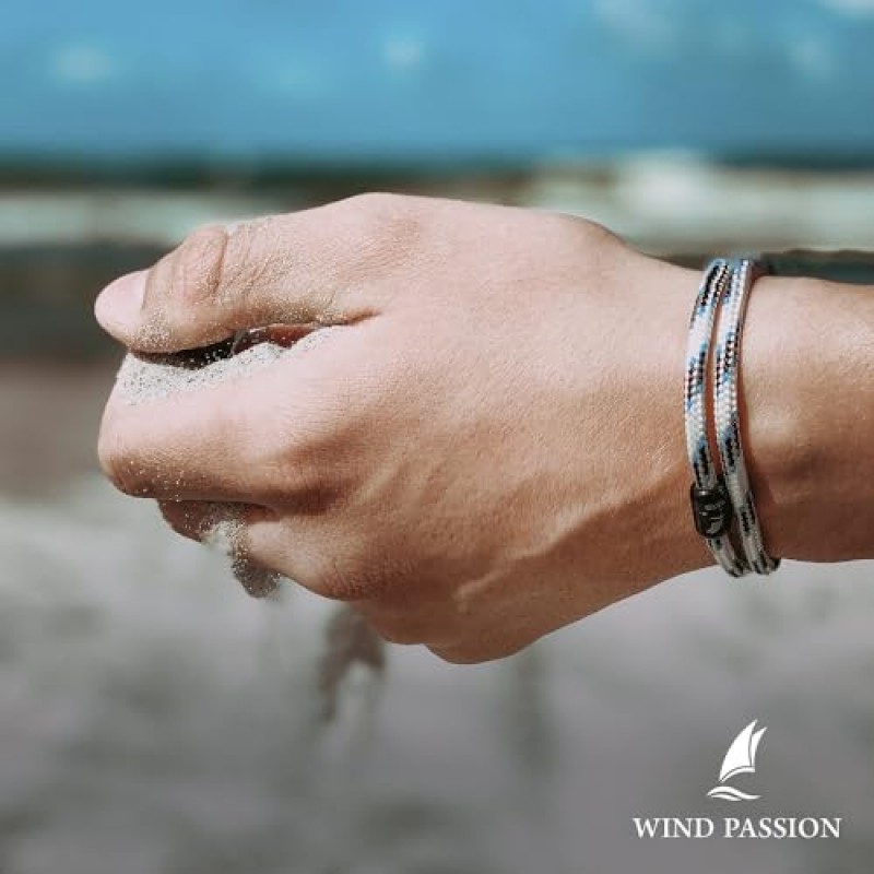 Wind Passion - 남성용 파라코드 팔찌 - 여성용 팔찌 - 남성용 자석 팔찌 - 남성용 로프 팔찌 손목 팔찌 - 자석 걸쇠가 달린 팔찌 끈 - 견고하고 방수가 되는 서퍼 팔찌 - 발렌타인 데이 선물