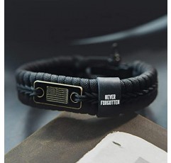 Hero Company Never Forgotten Paracord 팔찌 - 청동 미국 국기가 있는 남성용 전술 생존 팔찌 - 군 참전용사와 동반자 개를 짝짓는 데 도움이 됨