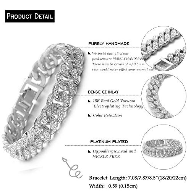 남성용 할루카카 쿠바 링크 체인 아이스 아웃, 15/20MM 남성용 골드 체인 마이애미 초커 목걸이 16