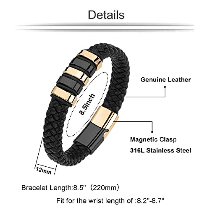 남성용 LJWVX 가죽 팔찌 땋은 팔목 팔찌 실버 및 골드 주얼리 선물용 스테인레스 스틸 걸쇠
