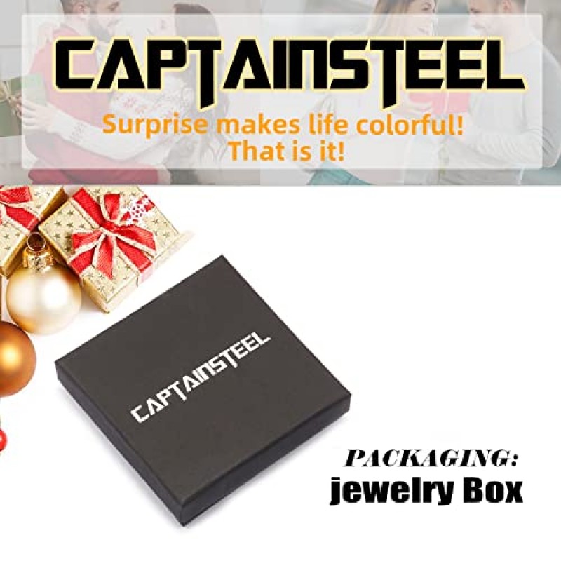 CaptainSteeL 남성용 및 여성용 쿠바 팔찌, 7/7.5/8/9인치 스테인레스 스틸 팔찌, 금도금/스테인레스 스틸 패션 주얼리 팔찌, 플란넬 백이 포함된 크리스마스 선물