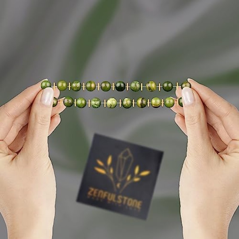 Zenfulstone - 남성 여성 기업가 비즈니스 행운을 위한 녹색 옥 팔찌, 여성을 위한 돈 매력 차크라 팔찌, 여성을 위한 구슬 팔찌, 최대 돈 부 풍요 팔찌, 번영 행운 풍수, 옥 팔찌 목표 표현 차크라 팔찌, 행복한 기분 팔찌, 돈 팔찌, 제이드 그린 힐링 크리스탈 팔찌, 차크라 팔찌 힐링 명상, 여성과 남성을 위한 영적 선물, Pulseras Para Hombres