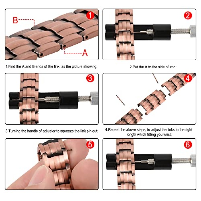 3 행 자석을 가진 남자를위한 구리 팔찌 남자를위한 구리 자석 팔찌 조정 도구와 조정 가능한 길이 크기 보석 선물