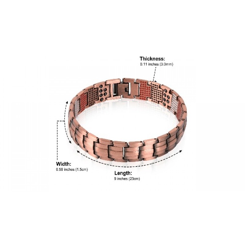 3 행 자석을 가진 남자를위한 구리 팔찌 남자를위한 구리 자석 팔찌 조정 도구와 조정 가능한 길이 크기 보석 선물