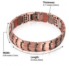 3 행 자석을 가진 남자를위한 구리 팔찌 남자를위한 구리 자석 팔찌 조정 도구와 조정 가능한 길이 크기 보석 선물