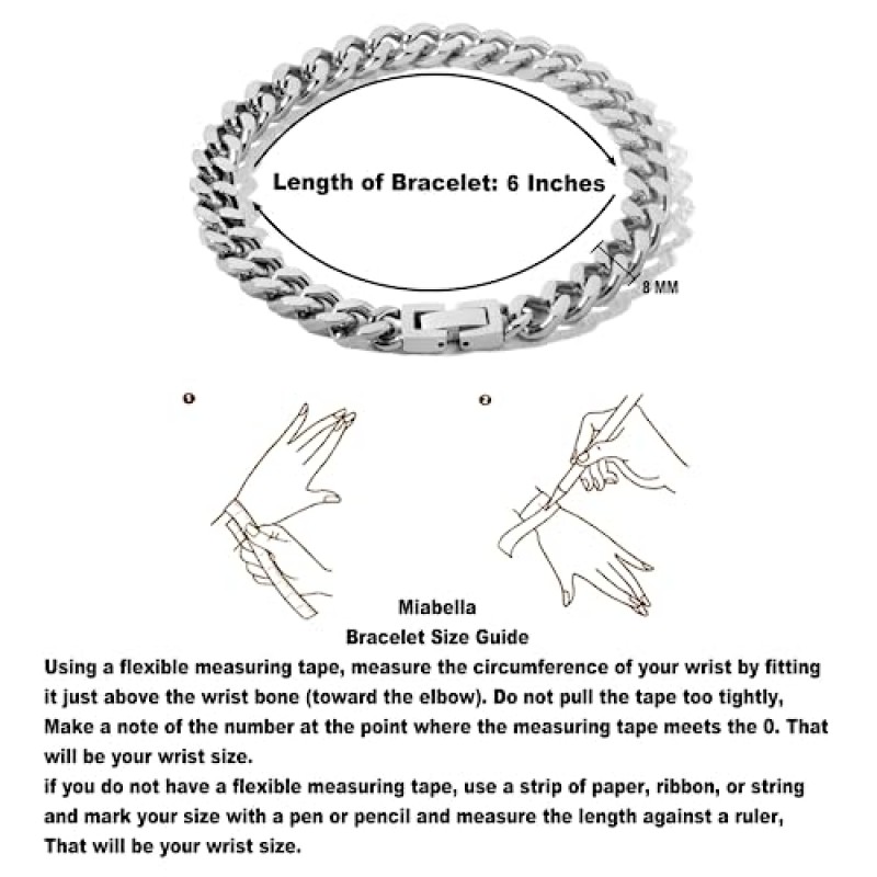 Tuewut 스테인레스 스틸 8mm 쿠바 링크 팔찌 남자/여자/소년, 실버/18K 골드 도금 7/8/9 인치 패션 힙합 쥬얼리 팔찌 선물 용품