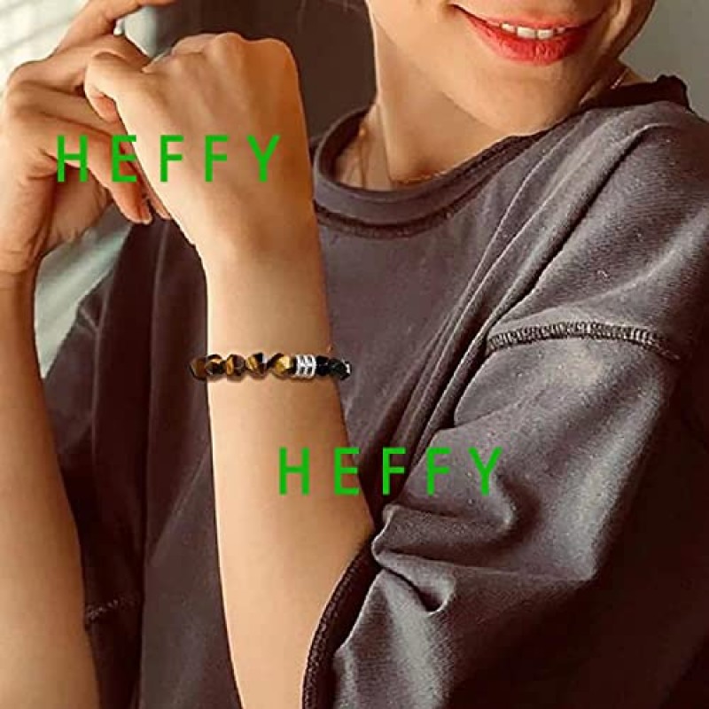 HEFFY 블랙 원시 전기석 크리스탈 스톤 목걸이 펜던트 부적 기둥 펜던트 + 트리플 보호 팔찌 적철광 흑요석 타이거 아이 팔찌 남성 여성 2pcs