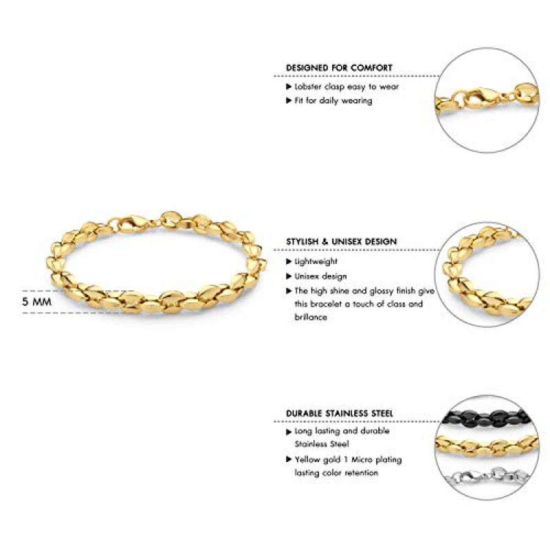 555Jewelry 스테인레스 스틸 중공 커피 콩 남녀 공용 링크 체인 팔찌 팔찌