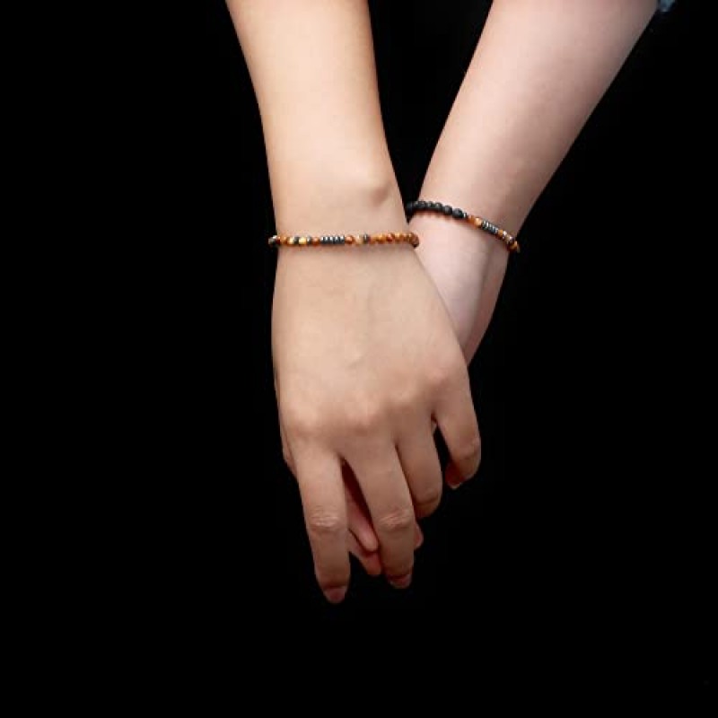 JoycuFF 타이거 아이 모스 부호 팔찌 남성 여성 기념일 생일 크리스마스 선물 엄마 아빠 남편 딸 아들 손자 자매 남자 친구 용암 바위 페르시 팔찌 선물 그와 그녀