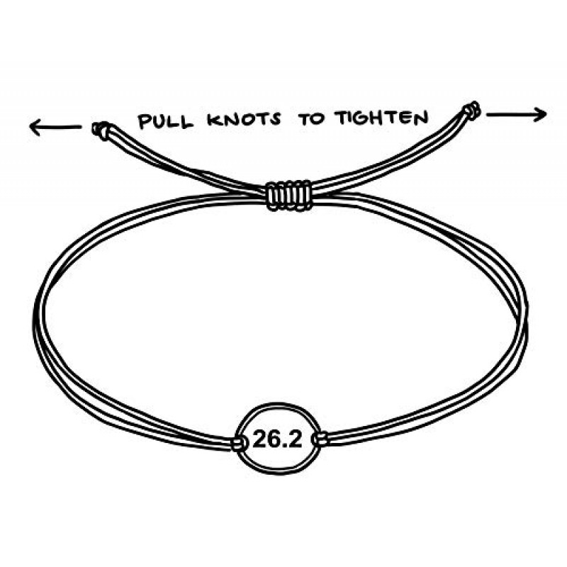 스테인레스 스틸 마라톤 러너 26.2 더블 블랙 스트링 참 남성과 여성을 위한 조절 가능한 팔찌 - 주자를 위한 방수, 저자극성 보석 선물