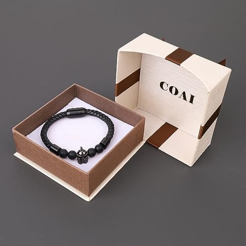 COAI 남성용 스파르탄 헬멧 오닉스 스톤 비즈 팔찌