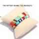 XOCARTIGE 4PCS 레인보우 에나멜 타일 팔찌 여성용 여러 가지 빛깔의 타일 비드 스트레치 팔찌 세트 Stackable Colorblock 페르시 랩 팔찌 팔찌 남성용 여성용