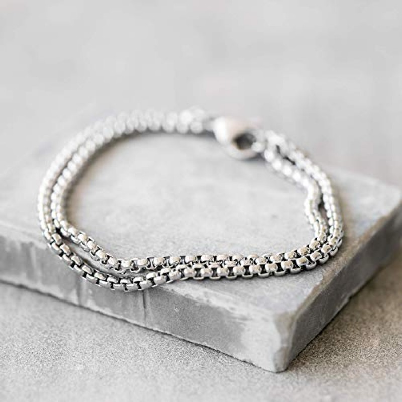 Galis Jewelry의 스테인레스 스틸로 제작된 남성용 핸드메이드 커프 체인 팔찌 - 남성용 실버 팔찌 - 남성용 커프 팔찌 - 남성용 쥬얼리 - 손목 사이즈 7