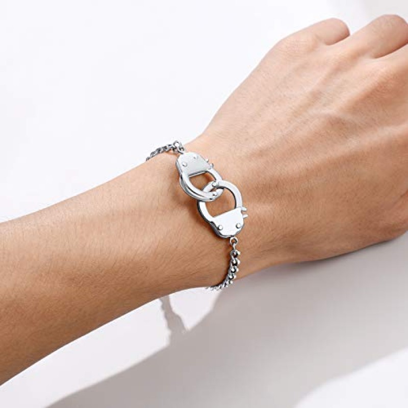 PROSTEEL 트렌디 수갑 디자인/사용자 정의 단어 발목 팔찌 남성 여성 청소년, 316L 스테인레스 스틸 발찌 실버/골드/블랙 톤, 저자 극성, 선물 상자 제공