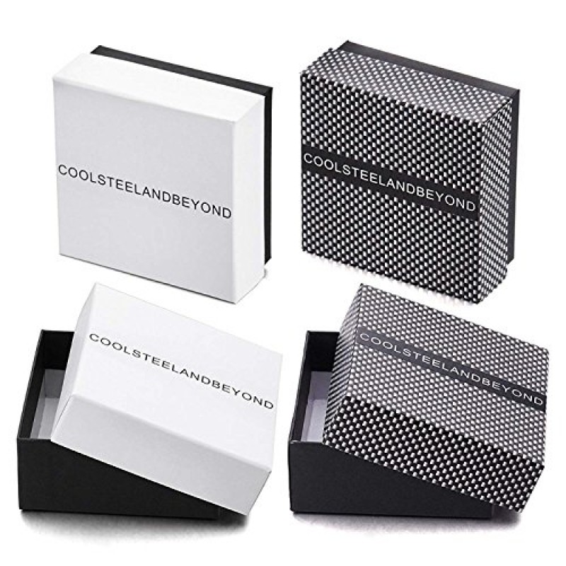 COOLSTEELANDBEYOND 남자 스테인레스 스틸 수평 측면 측면 크로스 3 행 땋은 가죽 팔찌 팔찌