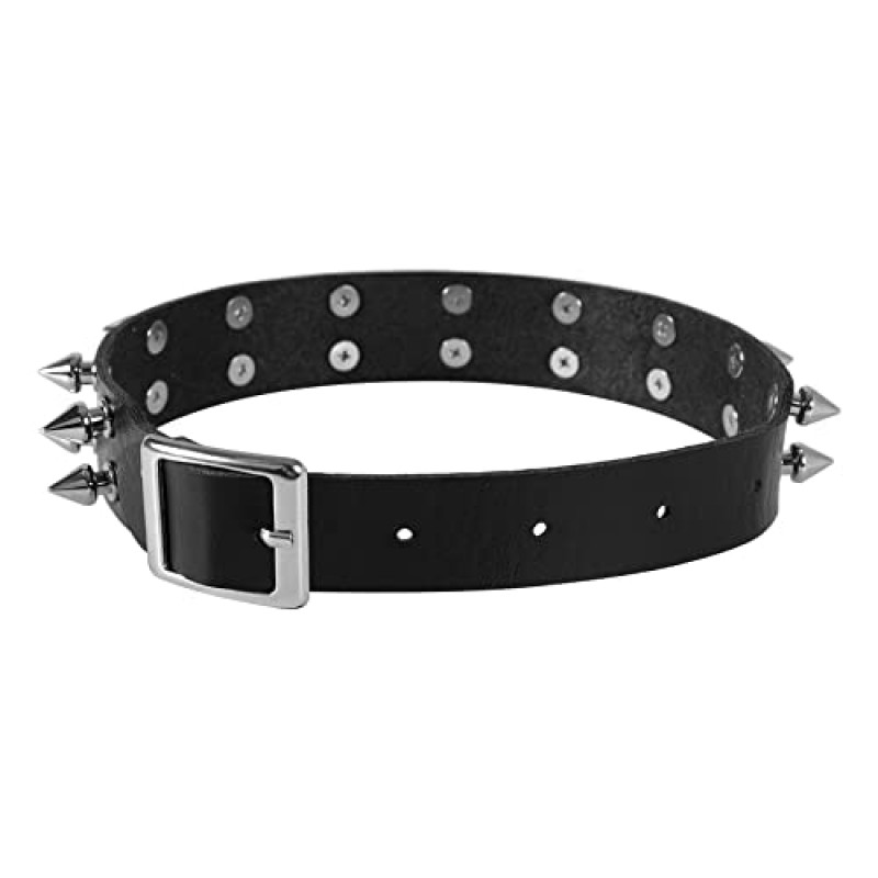 Manfnee 펑크 초커 팔찌 스파이크 칼라 Neckalce PU 가죽 팔찌 커프 조정 가능한 고스 쥬얼리